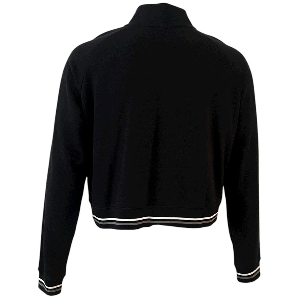 Nike Womens Quarter Zip‎ Crop Sweatshirt Black Varsity Logo DV3995-010 XL